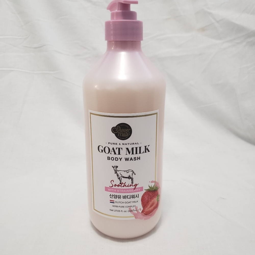 Shower Mate Korean Dutch Goat Milk with STRAWBERRY Body Wash NOURISHING 27.05 oz